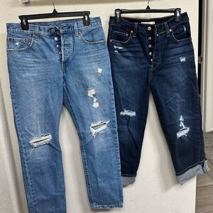 Women’s Levi Distressed Ripped Jeans - Light Blue and Dark Blue